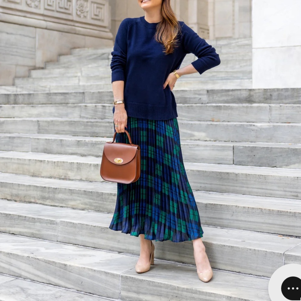 SAIL TO SABLE Plaid Blue and Green Dress With Pullover Sweater